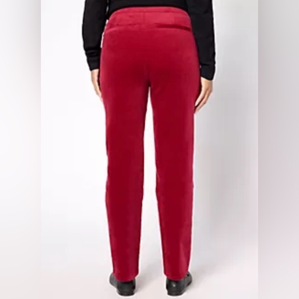 *NWOT* Denim & Co. Women’s Cranberry Soft Stretch Velvet Straight Leg Pant, M - Picture 2 of 10